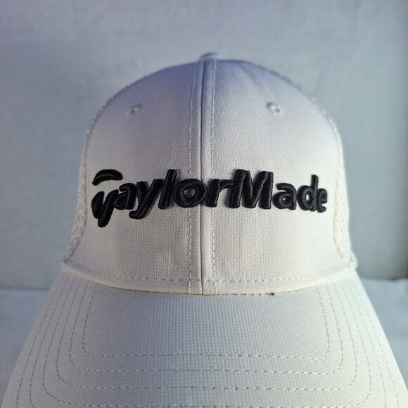 Taylormade White Black Flexfit Baseball Cap Hat Size S/M SLDR Tour Preferred - Picture 2 of 8